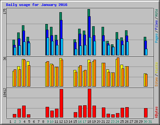 Daily usage for January 2016