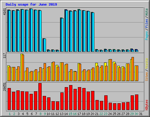 Daily usage for June 2019