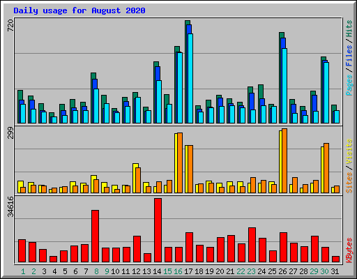 Daily usage for August 2020