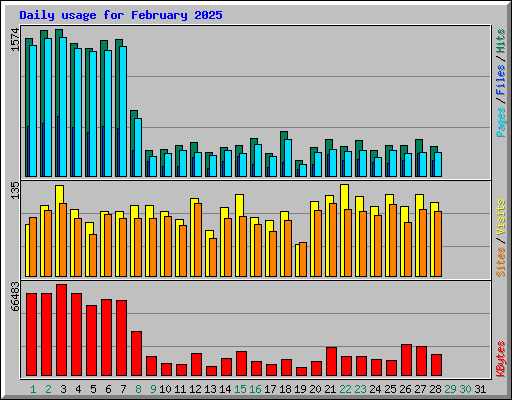 Daily usage for February 2025