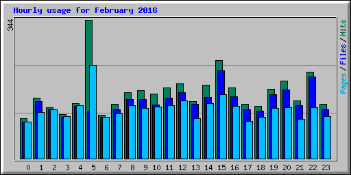 Hourly usage for February 2016