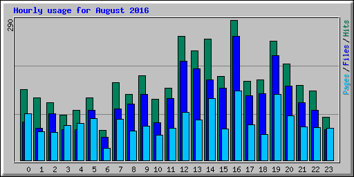Hourly usage for August 2016