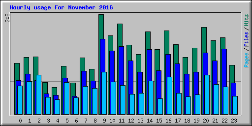 Hourly usage for November 2016