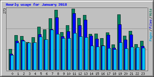 Hourly usage for January 2018